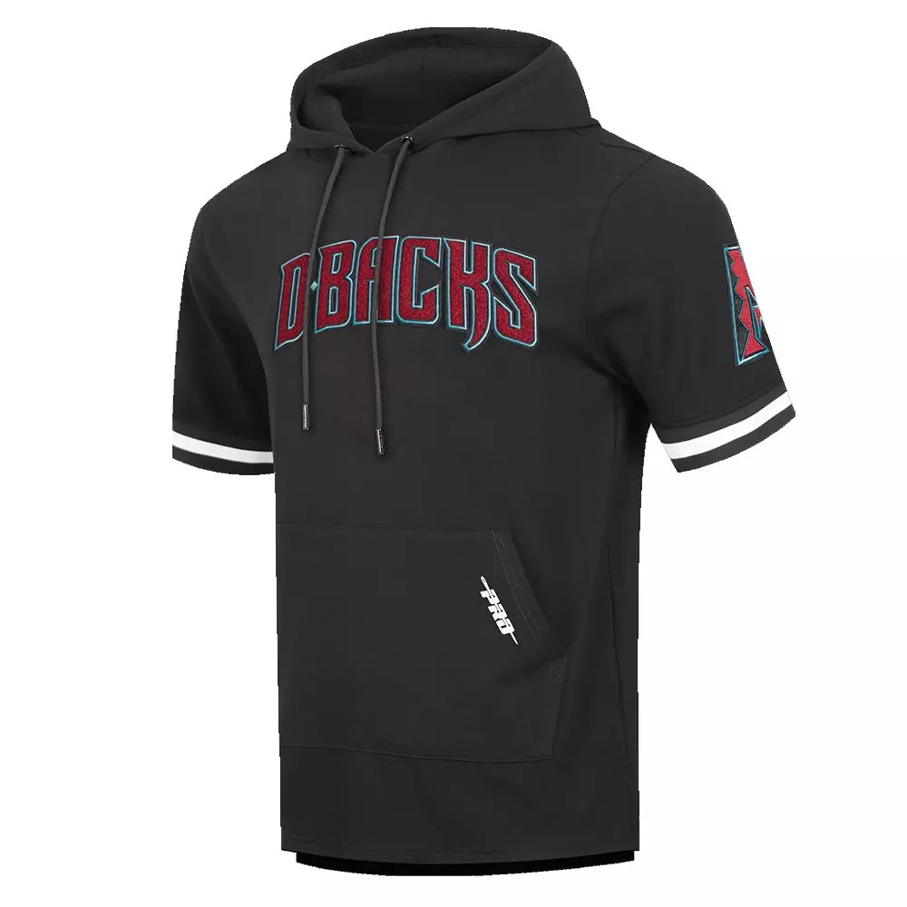 Pro Standard Men's MLB Arizona Diamondbacks Classic Chenille Short Sleeve Pullover Hoodie - BLACK