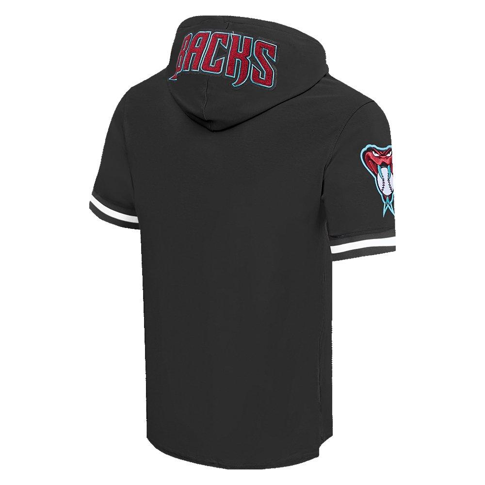 Pro Standard Men's MLB Arizona Diamondbacks Classic Chenille Short Sleeve Pullover Hoodie - BLACK Thumbnail View 4