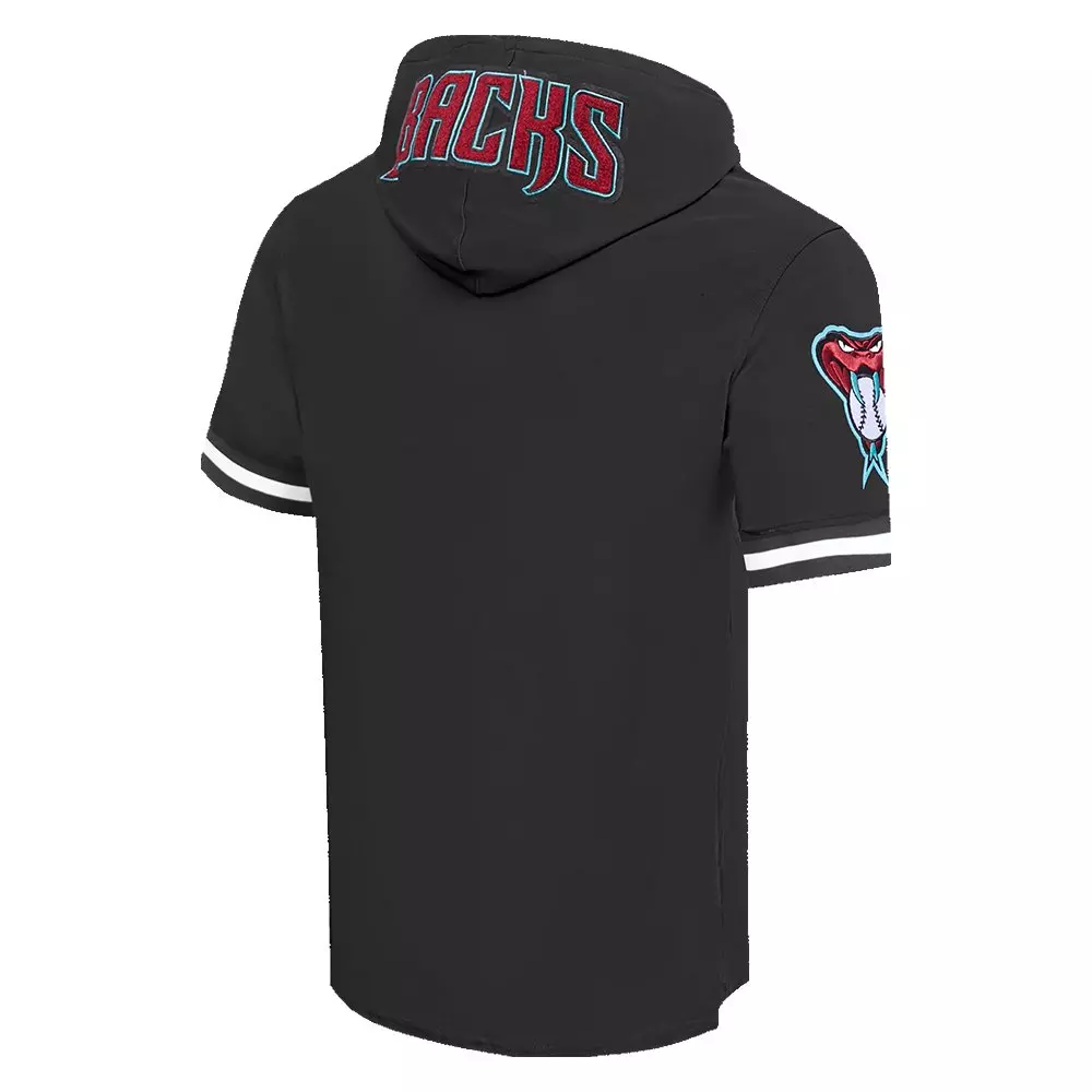 Pro Standard Men's MLB Arizona Diamondbacks Classic Chenille Short Sleeve Pullover Hoodie - BLACK