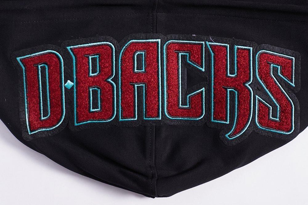 Pro Standard Men's MLB Arizona Diamondbacks Classic Chenille Short Sleeve Pullover Hoodie - BLACK Thumbnail View 6