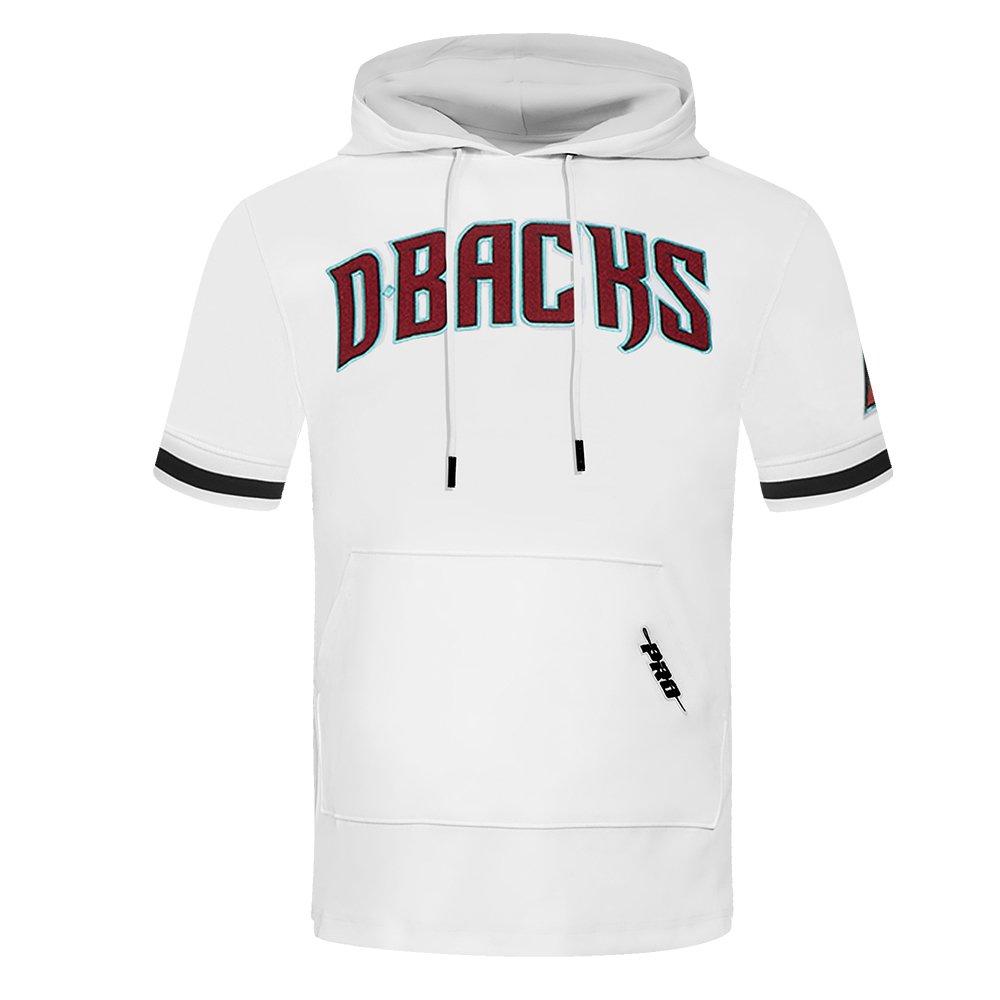 Pro Standard Men's MLB Arizona Diamondbacks Classic Chenille Short Sleeve Pullover Hoodie - WHITE/BLACK Thumbnail View 1