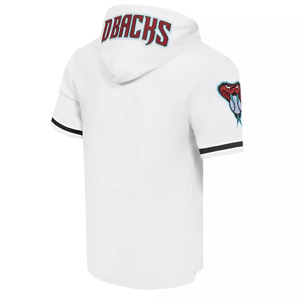 Pro Standard Men's MLB Arizona Diamondbacks Classic Chenille Short Sleeve Pullover Hoodie - WHITE/BLACK