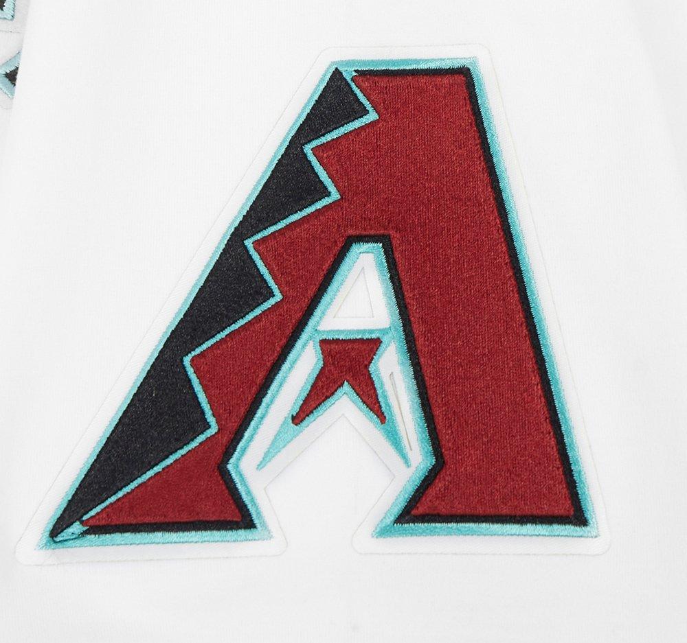 Pro Standard Men's MLB Arizona Diamondbacks Classic Chenille Short Sleeve Pullover Hoodie - WHITE/BLACK Thumbnail View 6