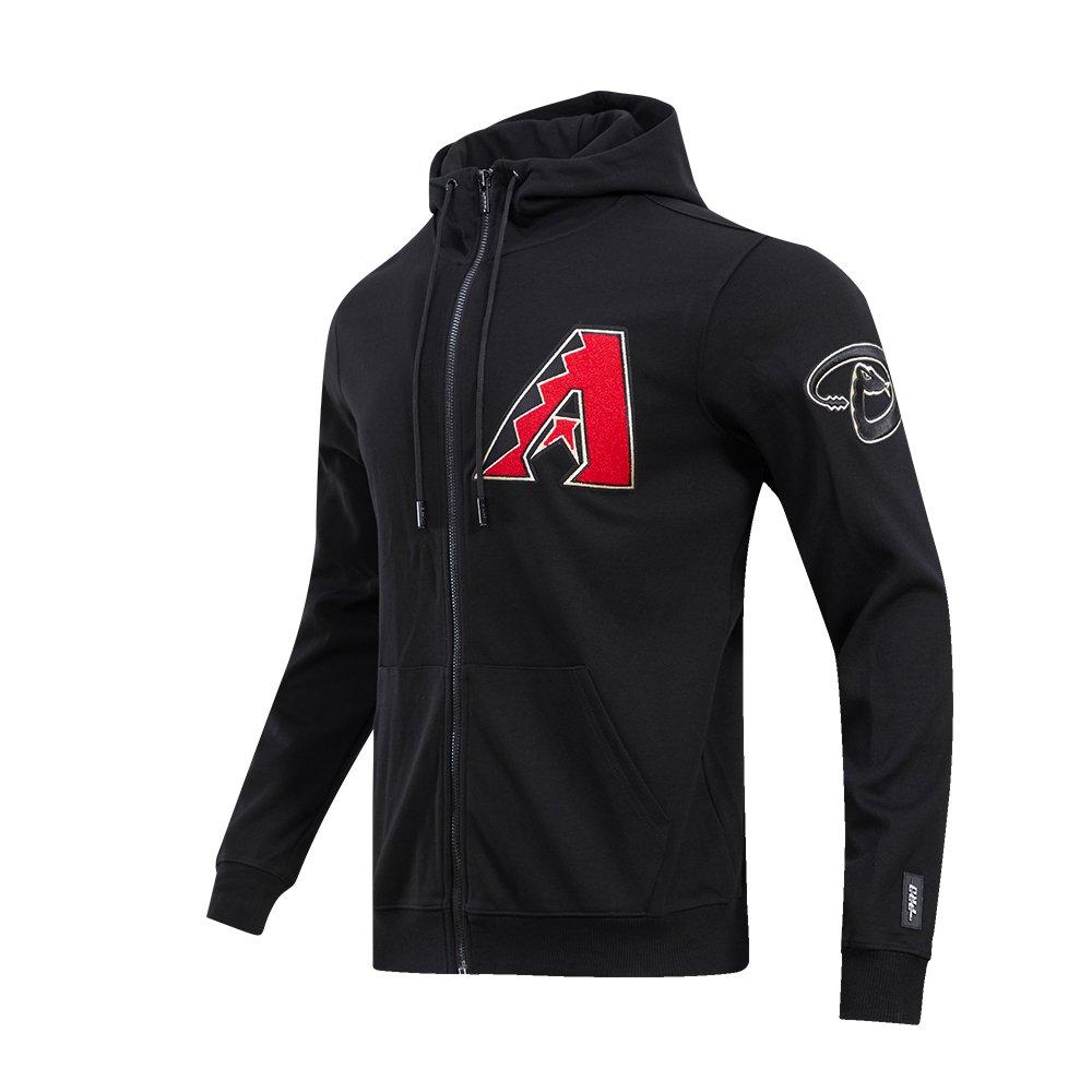 Pro Standard Men's MLB Arizona Diamondbacks Classic Chenille Full Zip Hooded Jacket - BLACK Thumbnail View 3
