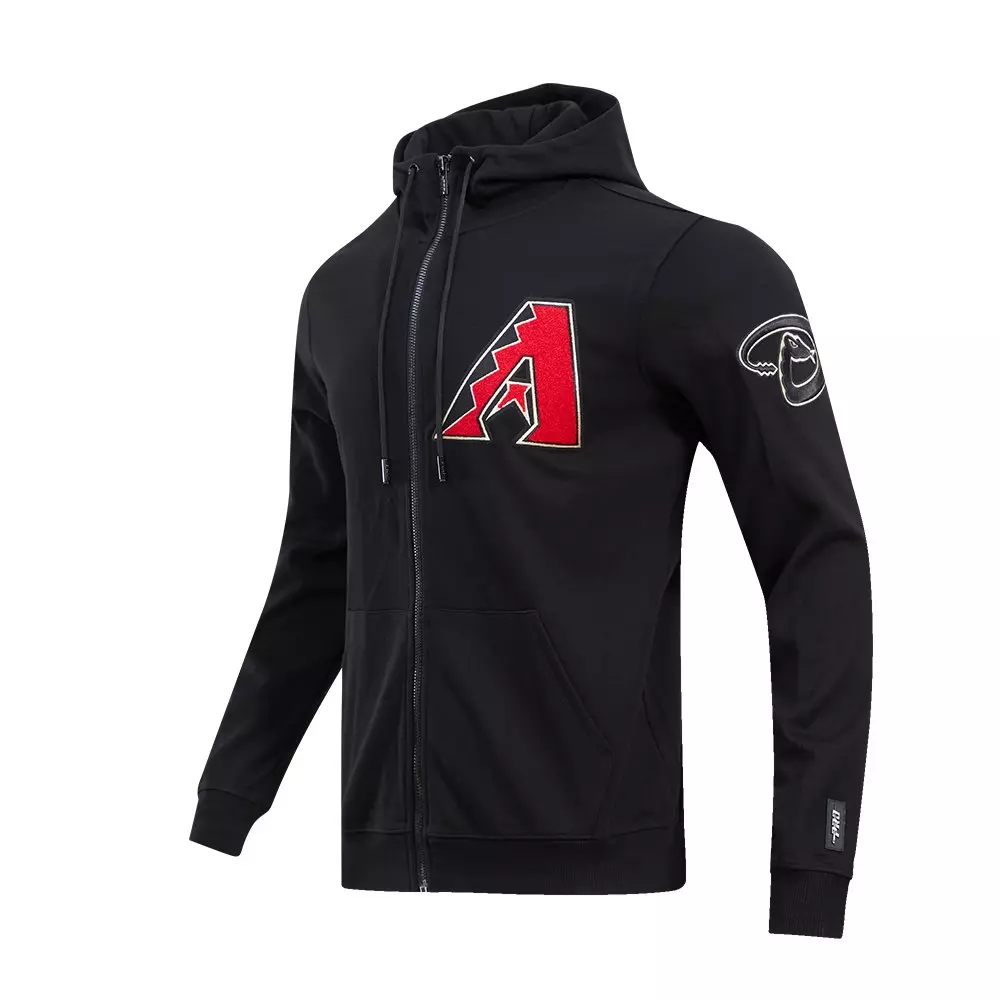 Pro Standard Men's MLB Arizona Diamondbacks Classic Chenille Full Zip Hooded Jacket - BLACK