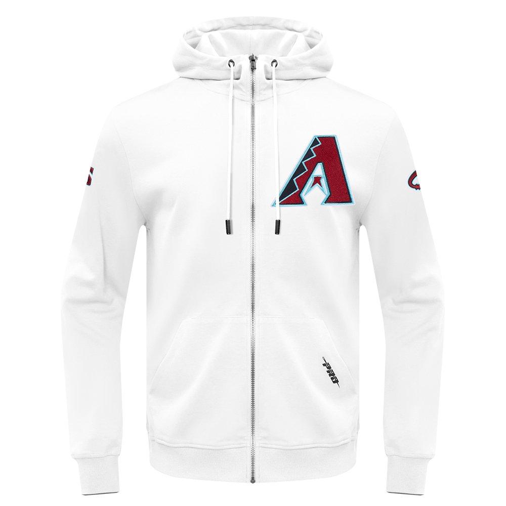 Pro Standard Men's MLB Arizona Diamondbacks Classic Chenille Full Zip Hooded Jacket - WHITE Thumbnail View 1