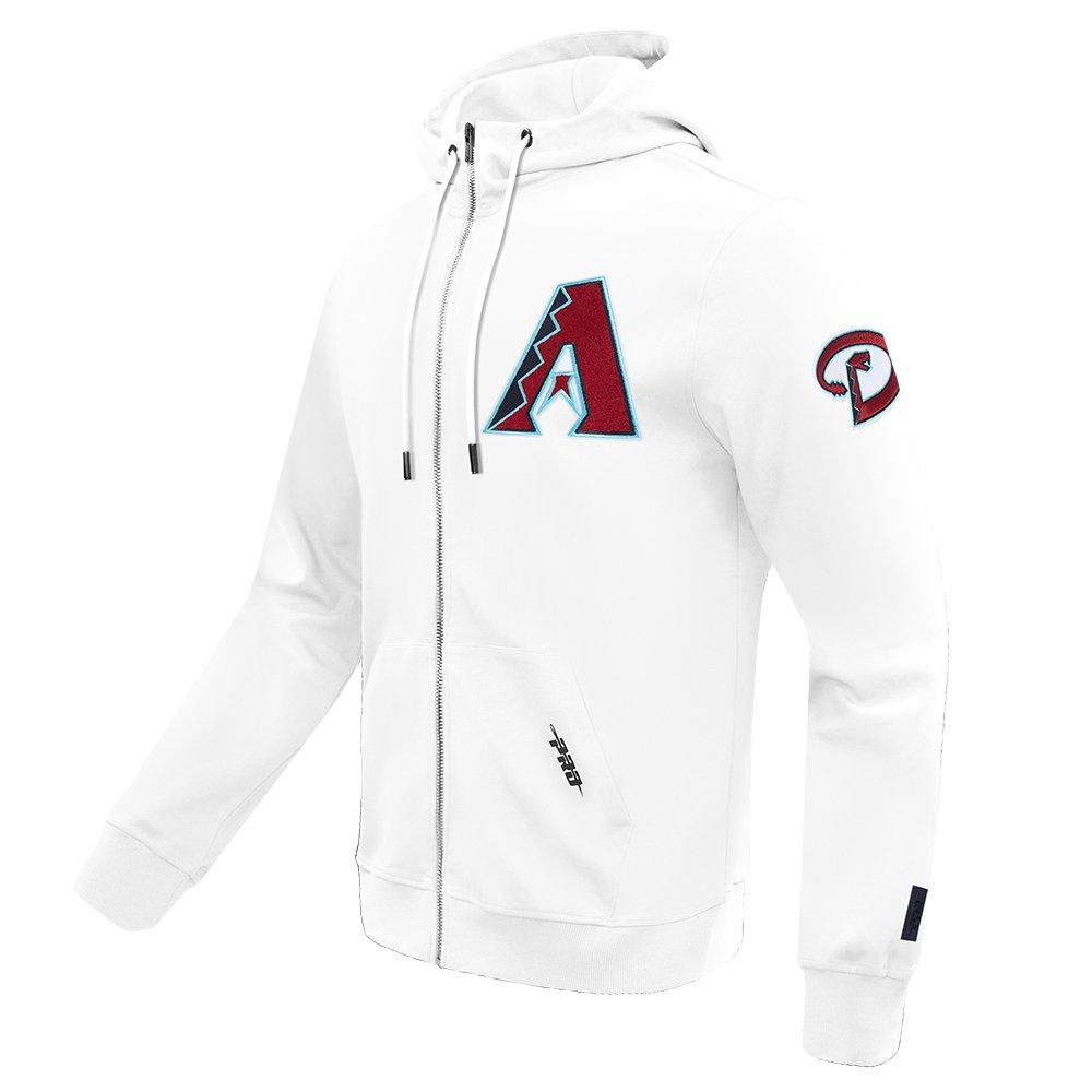 Pro Standard Men's MLB Arizona Diamondbacks Classic Chenille Full Zip Hooded Jacket - WHITE Thumbnail View 3