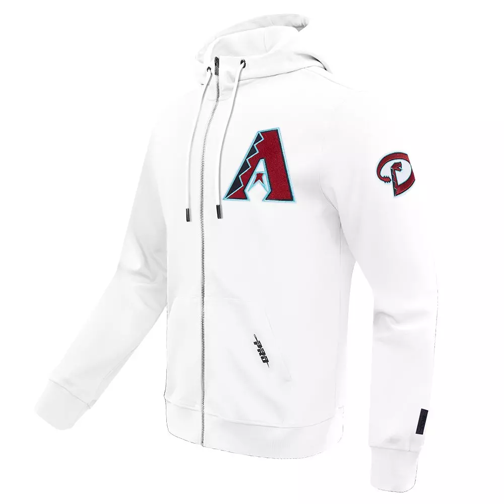 Pro Standard Men's MLB Arizona Diamondbacks Classic Chenille Full Zip Hooded Jacket - WHITE