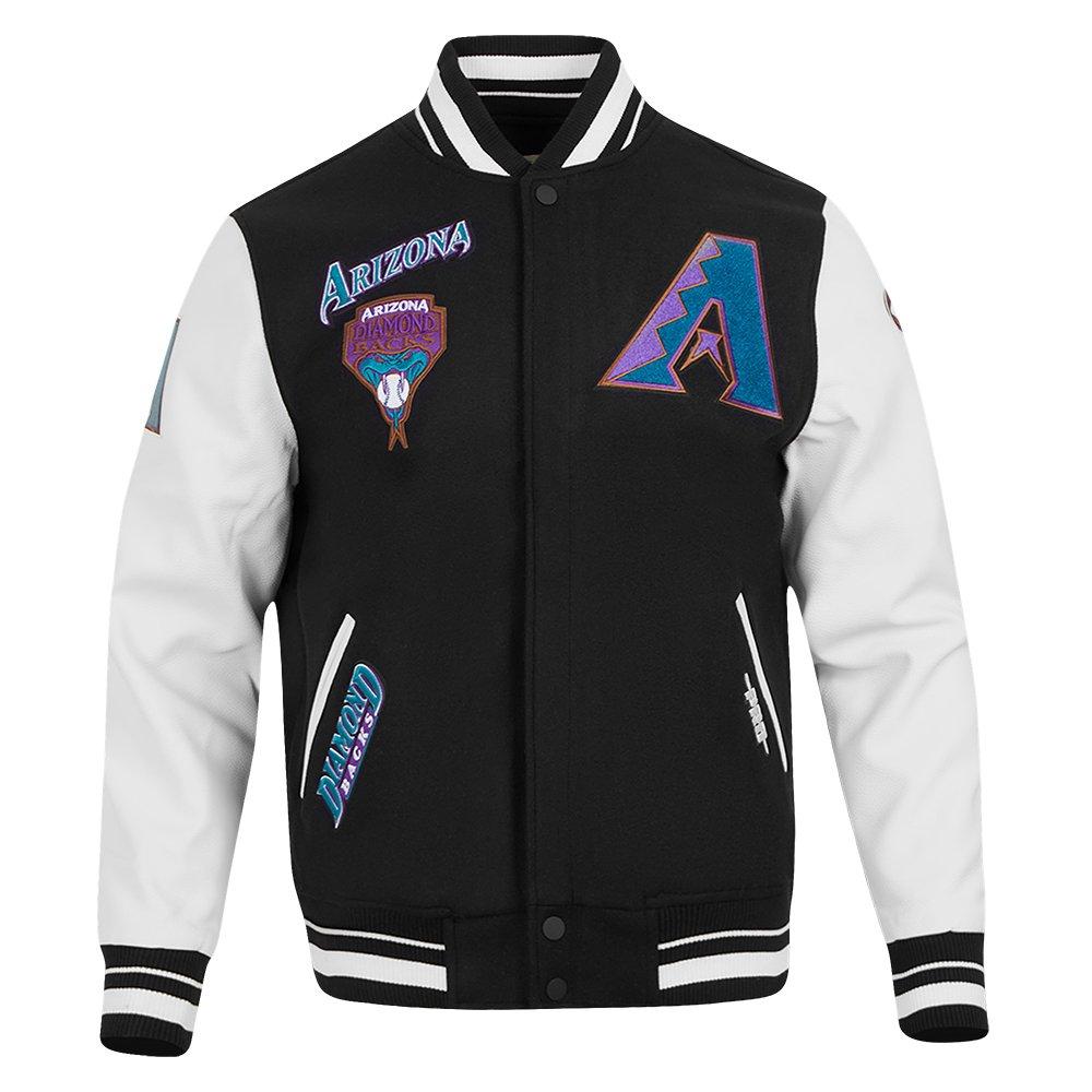 Pro Standard Men's MLB Arizona Diamondbacks Retro Classic Rip Wool Varsity Jacket - BLACK/WHITE Thumbnail View 1