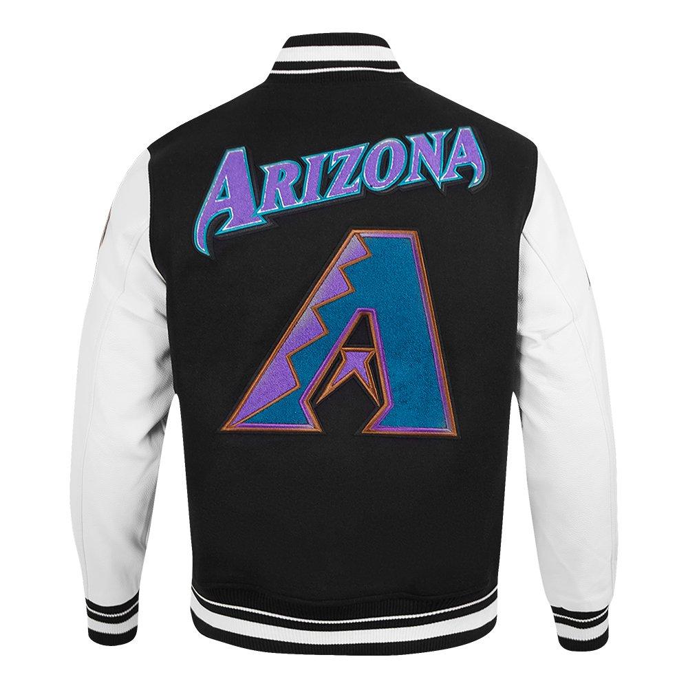 Pro Standard Men's MLB Arizona Diamondbacks Retro Classic Rip Wool Varsity Jacket - BLACK/WHITE Thumbnail View 2