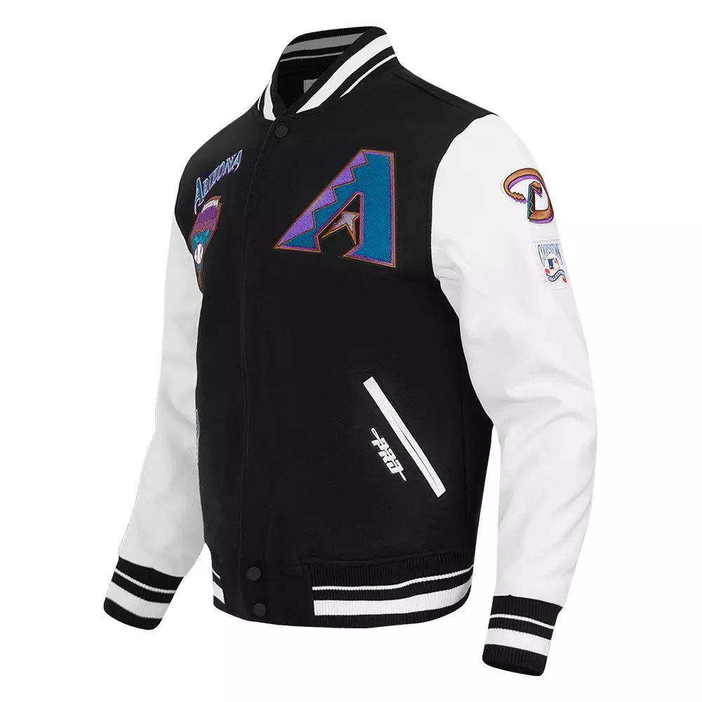 Pro Standard Men's MLB Arizona Diamondbacks Retro Classic Rip Wool Varsity Jacket - BLACK/WHITE