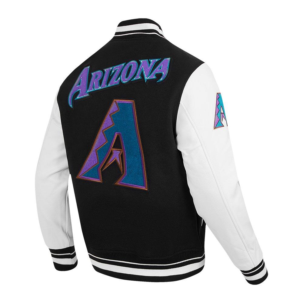 Pro Standard Men's MLB Arizona Diamondbacks Retro Classic Rip Wool Varsity Jacket - BLACK/WHITE Thumbnail View 4