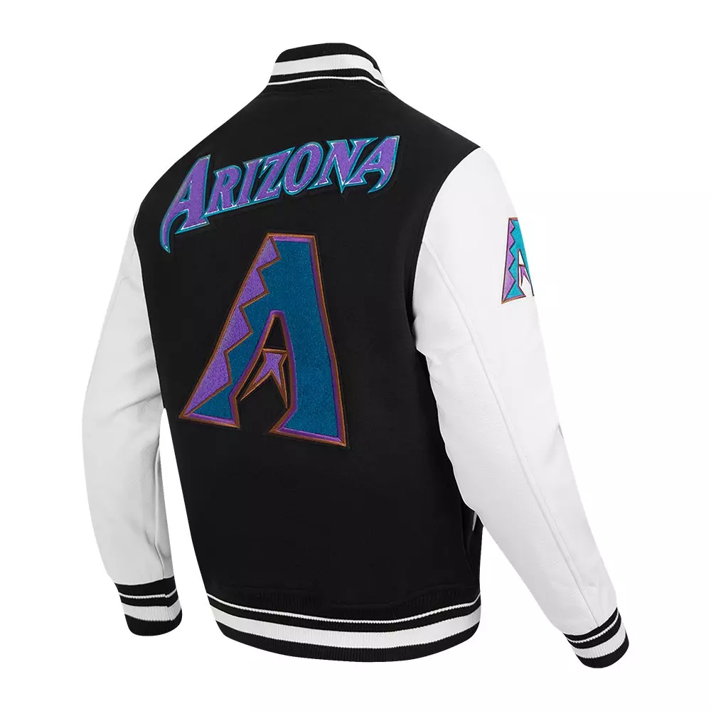 Pro Standard Men's MLB Arizona Diamondbacks Retro Classic Rip Wool Varsity Jacket - BLACK/WHITE