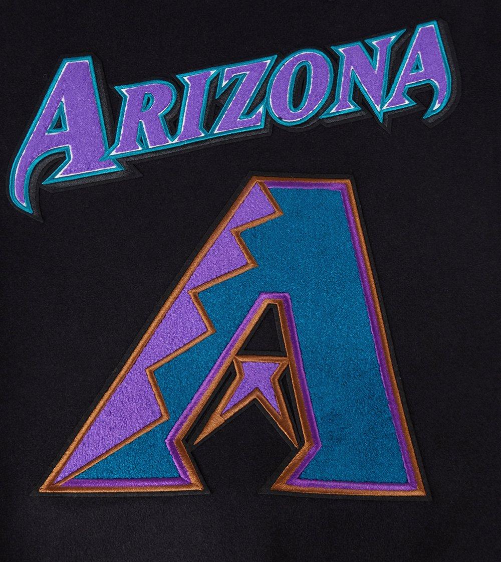 Pro Standard Men's MLB Arizona Diamondbacks Retro Classic Rip Wool Varsity Jacket - BLACK/WHITE Thumbnail View 6