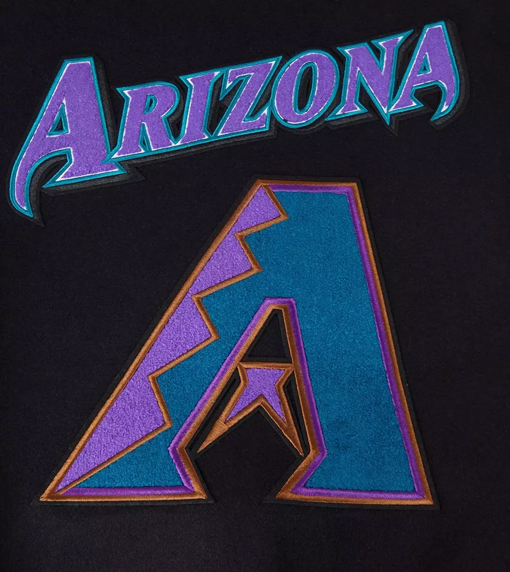 Pro Standard Men's MLB Arizona Diamondbacks Retro Classic Rip Wool Varsity Jacket - BLACK/WHITE