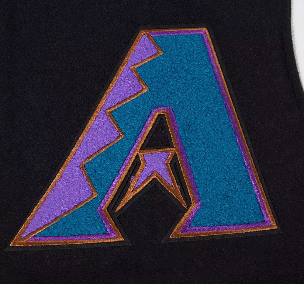 Pro Standard Men's MLB Arizona Diamondbacks Retro Classic Rip Wool Varsity Jacket - BLACK/WHITE