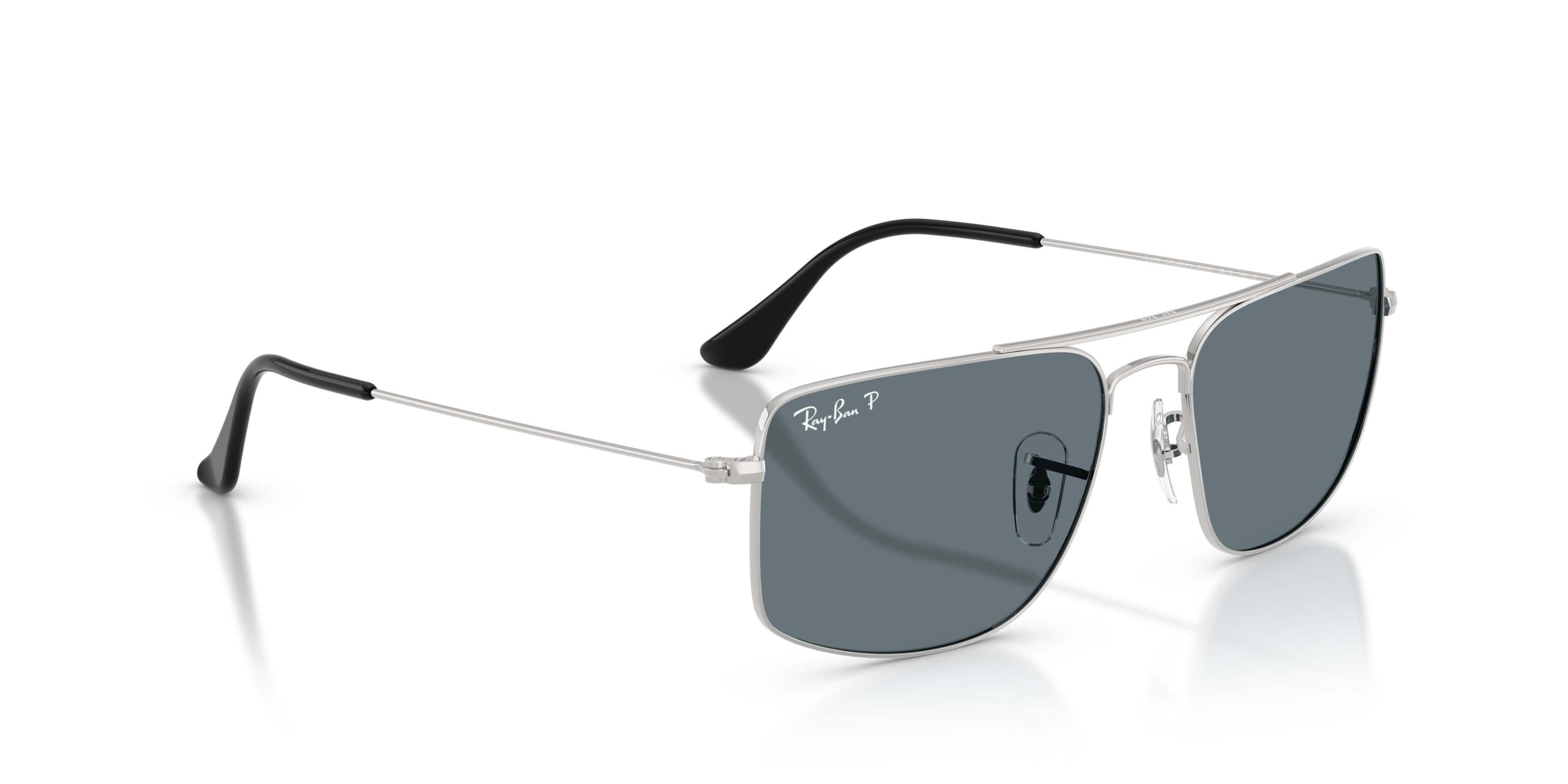 Ray-Ban Explorer III Dark Blue Polar Sunglasses &ndash; Polished Silver - SILVER/BLUE Thumbnail View 3