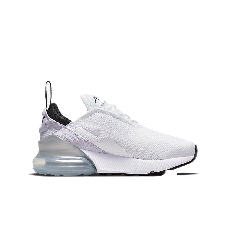 Nike Air Max 270 "White/Pure Violet/Metallic Silver" Preschool Boys' Shoe - WHITE Thumbnail View 1