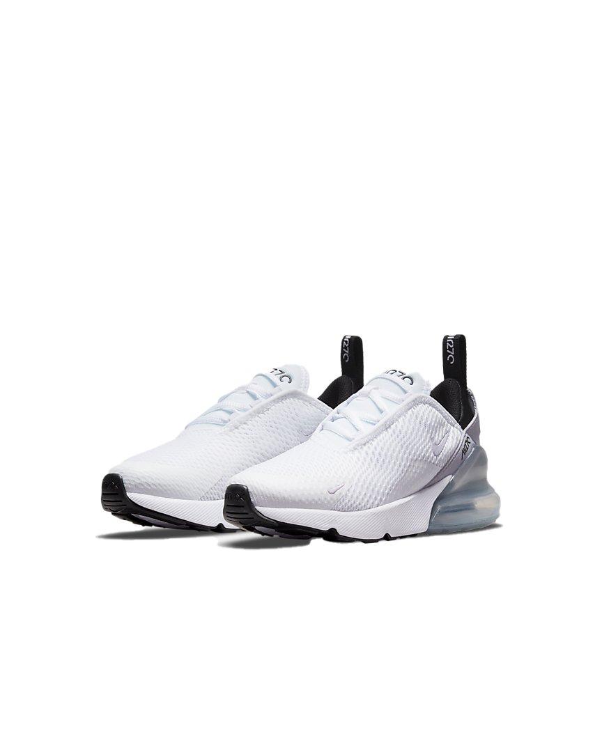 Nike Air Max 270 "White/Pure Violet/Metallic Silver" Preschool Boys' Shoe - WHITE Thumbnail View 3
