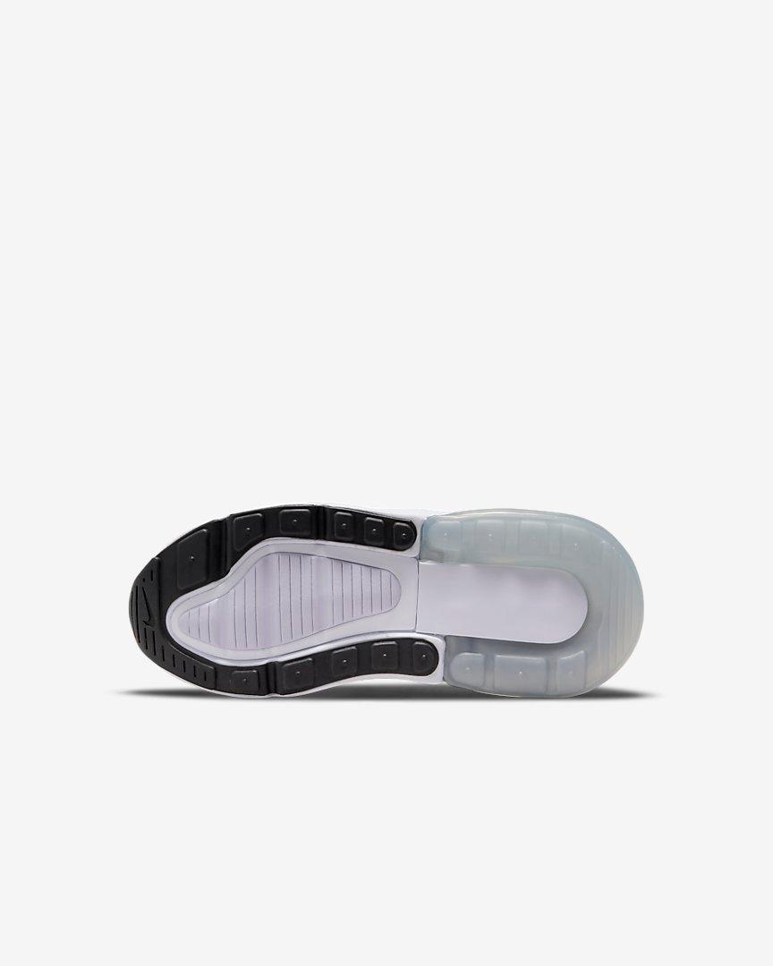 Nike Air Max 270 "White/Pure Violet/Metallic Silver" Preschool Boys' Shoe - WHITE Thumbnail View 6