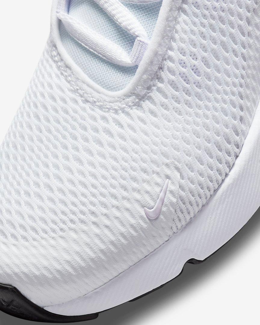 Nike Air Max 270 "White/Pure Violet/Metallic Silver" Preschool Boys' Shoe - WHITE Thumbnail View 7