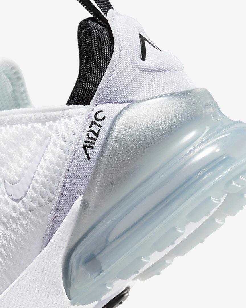 Nike Air Max 270 "White/Pure Violet/Metallic Silver" Preschool Boys' Shoe - WHITE Thumbnail View 8
