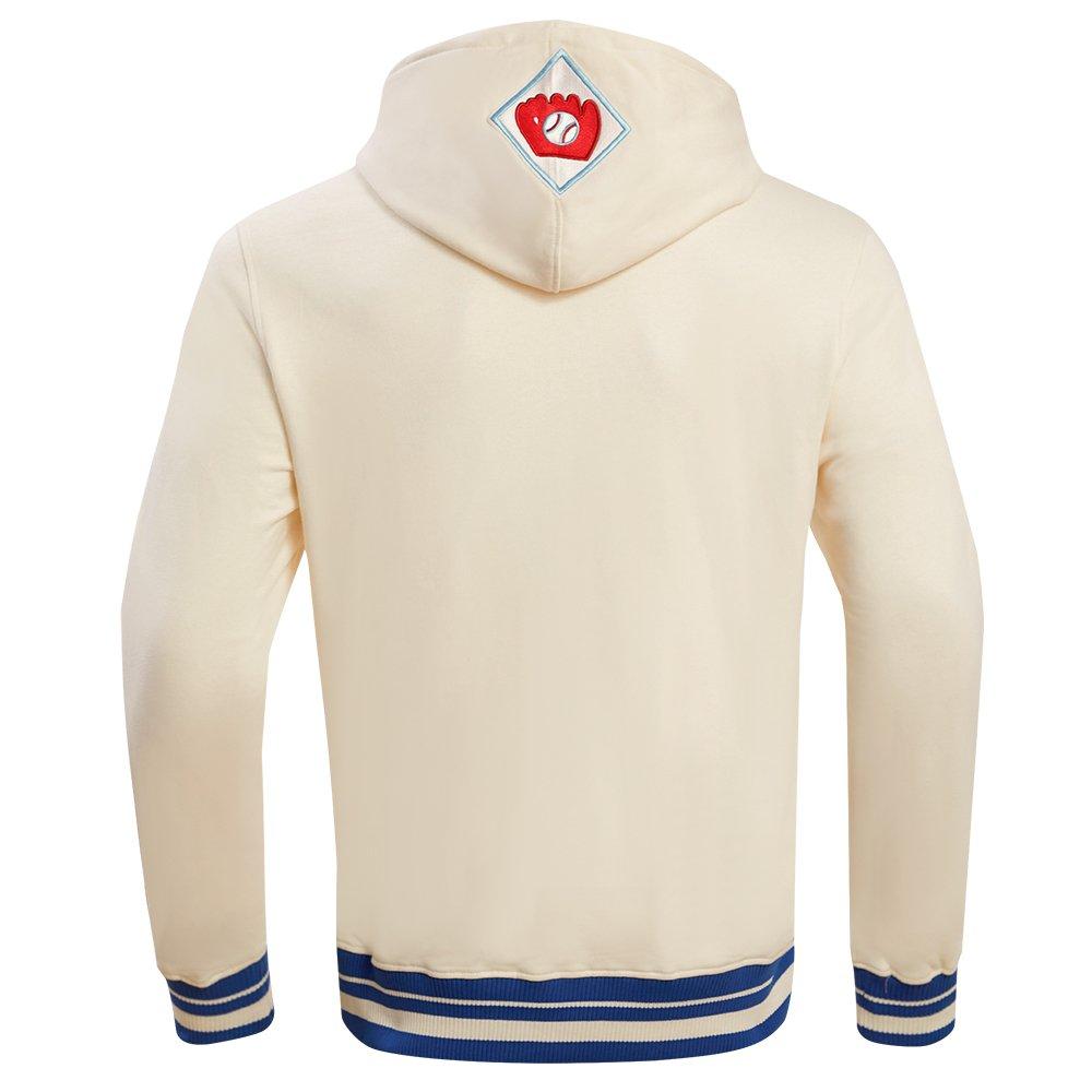 Pro Standard Men's MLB Brooklyn Dodgers Retro Classic Pullover Hoodie - EGGSHELL/ROYAL BLUE Thumbnail View 2