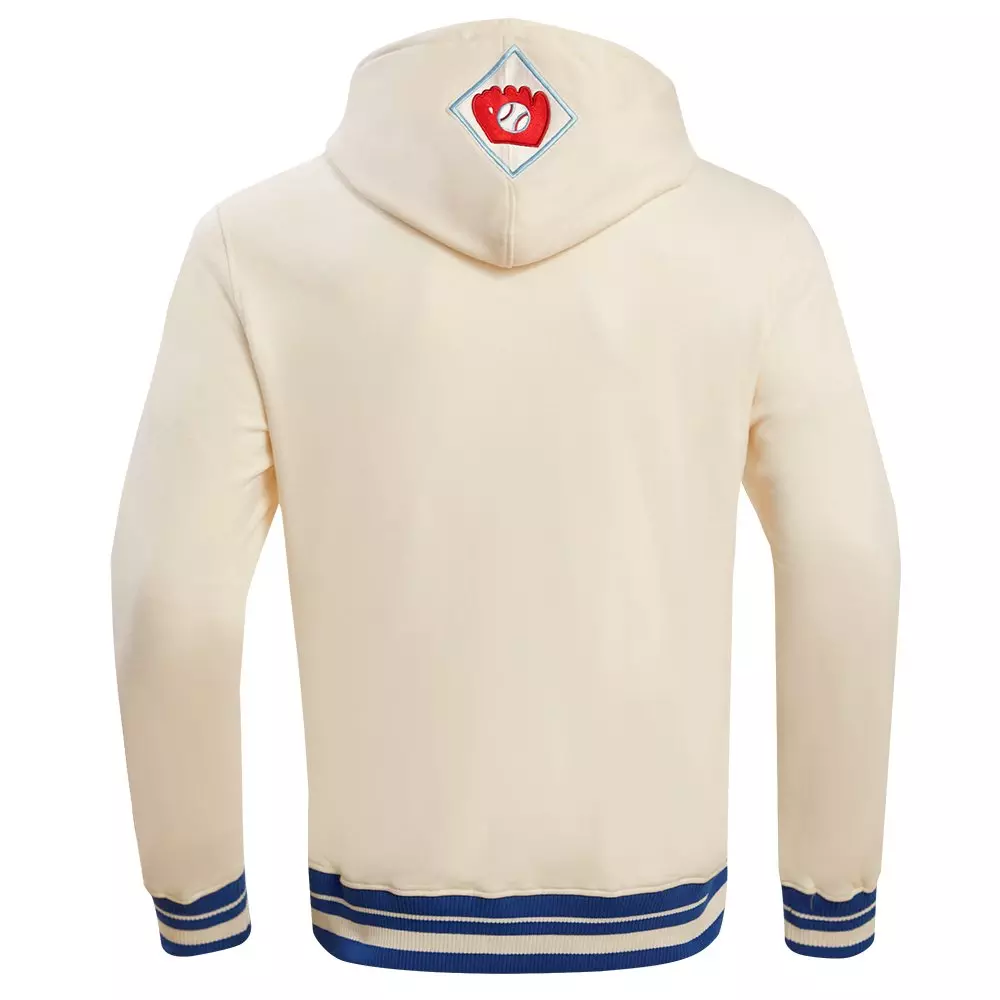 Pro Standard Men's MLB Brooklyn Dodgers Retro Classic Pullover Hoodie - EGGSHELL/ROYAL BLUE