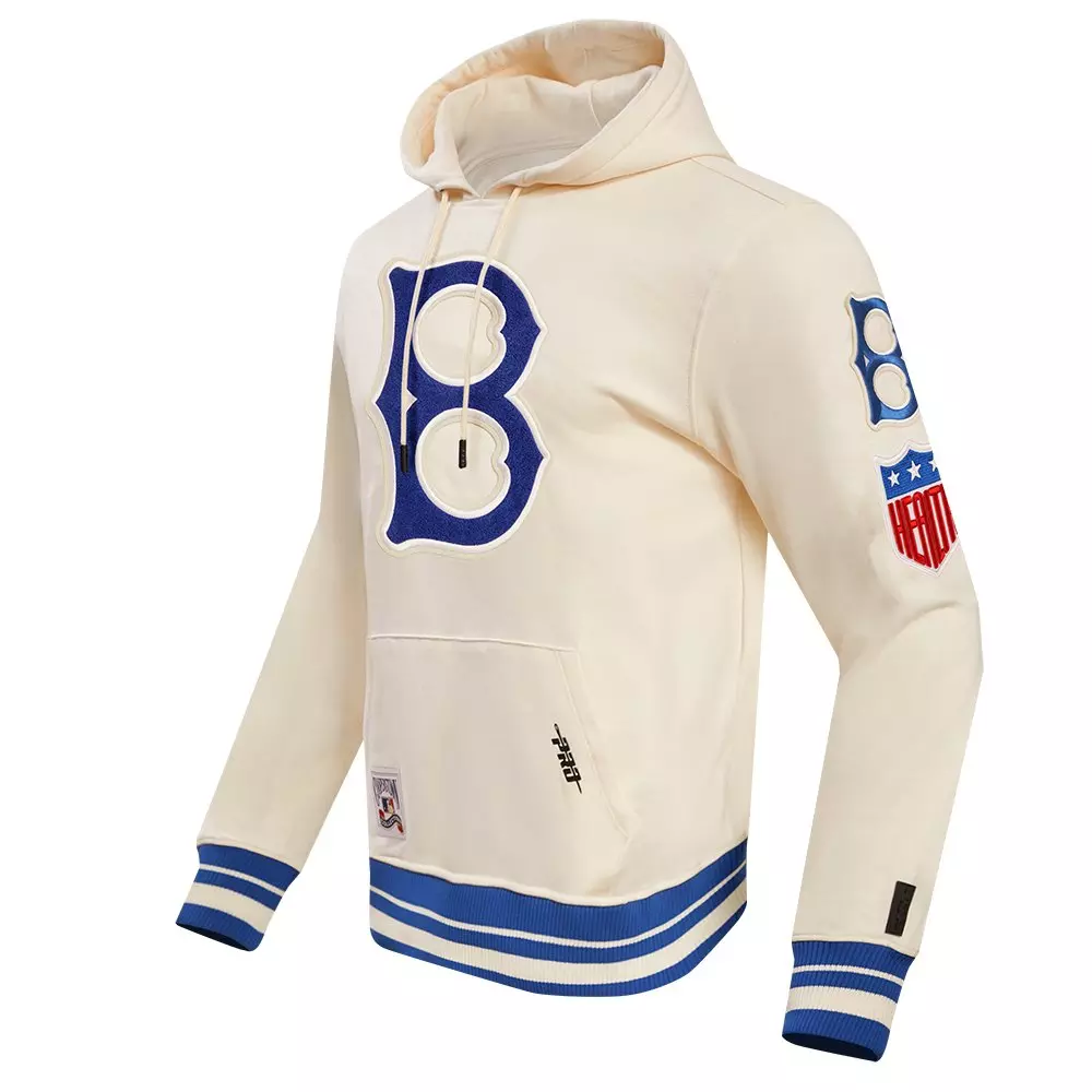Pro Standard Men's MLB Brooklyn Dodgers Retro Classic Pullover Hoodie - EGGSHELL/ROYAL BLUE