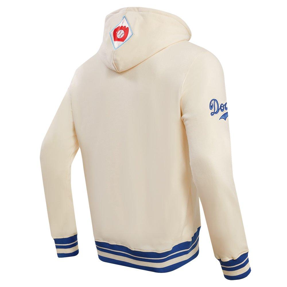 Pro Standard Men's MLB Brooklyn Dodgers Retro Classic Pullover Hoodie - EGGSHELL/ROYAL BLUE Thumbnail View 4