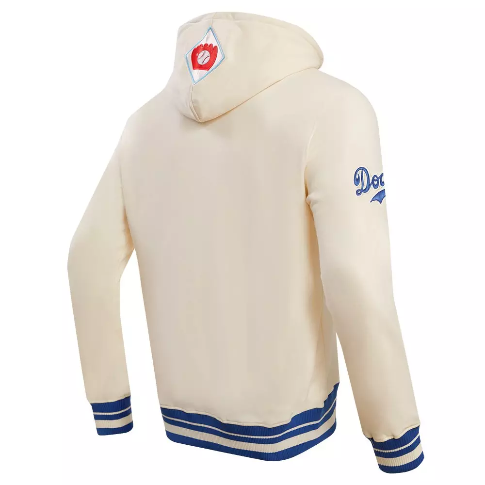 Pro Standard Men's MLB Brooklyn Dodgers Retro Classic Pullover Hoodie - EGGSHELL/ROYAL BLUE