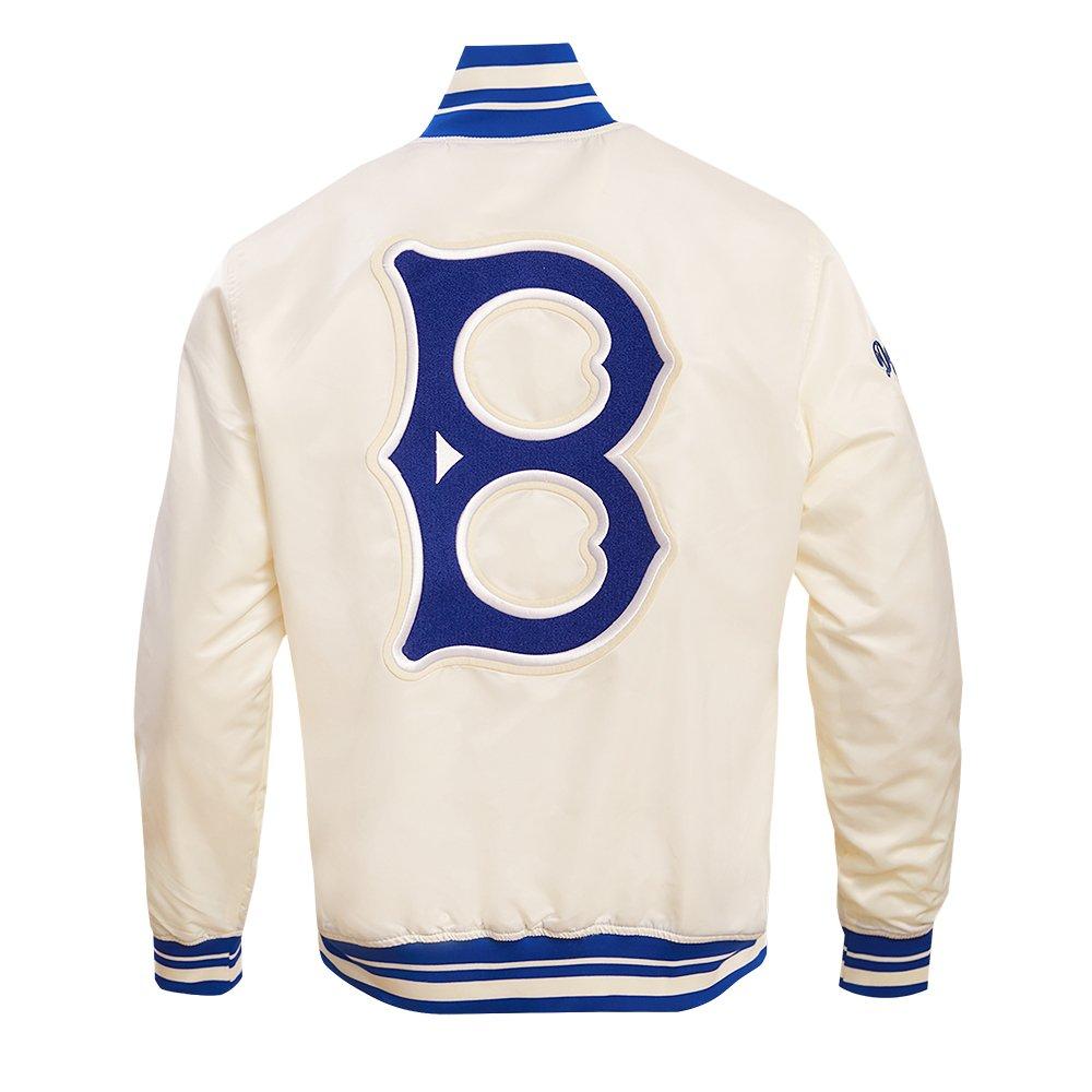 Pro Standard Men's MLB Brooklyn Dodgers Retro Classic Rib Satin Jacket - EGGSHELL/ROYAL BLUE Thumbnail View 2