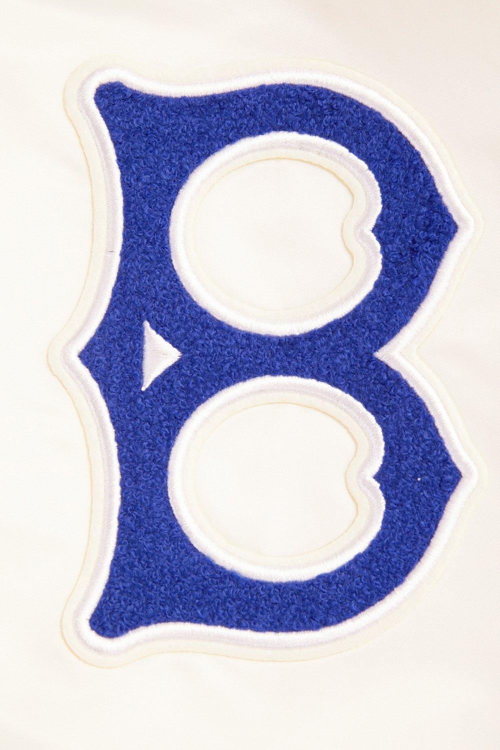 Pro Standard Men's MLB Brooklyn Dodgers Retro Classic Rib Satin Jacket - EGGSHELL/ROYAL BLUE Thumbnail View 6