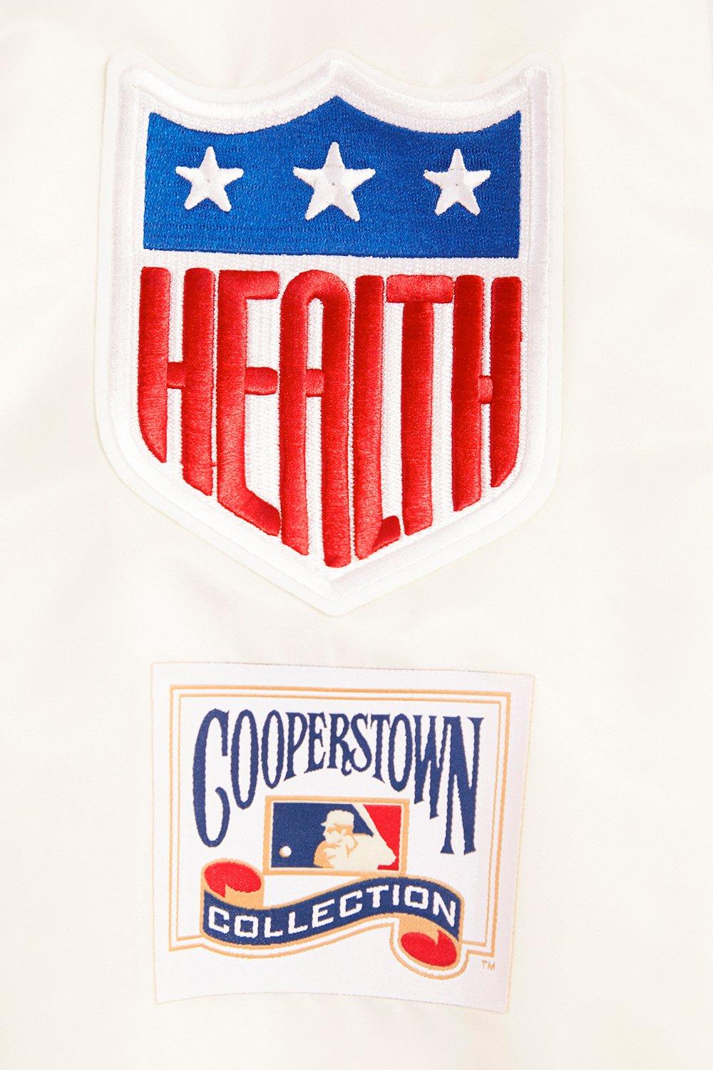 Pro Standard Men's MLB Brooklyn Dodgers Retro Classic Rib Satin Jacket - EGGSHELL/ROYAL BLUE Thumbnail View 8