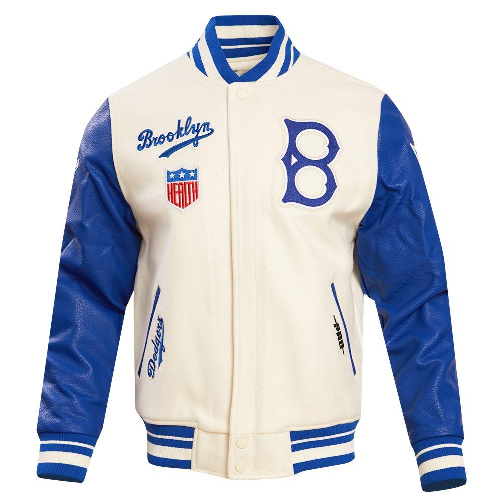 Pro Standard Men's MLB Brooklyn Dodgers Retro Classic Rip Wool Varsity Jacket - WHITE/ROYAL Thumbnail View 1