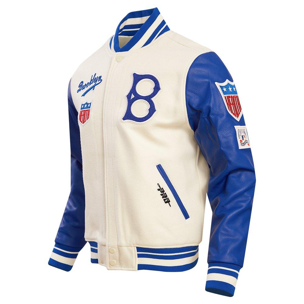 Pro Standard Men's MLB Brooklyn Dodgers Retro Classic Rip Wool Varsity Jacket - WHITE/ROYAL Thumbnail View 3