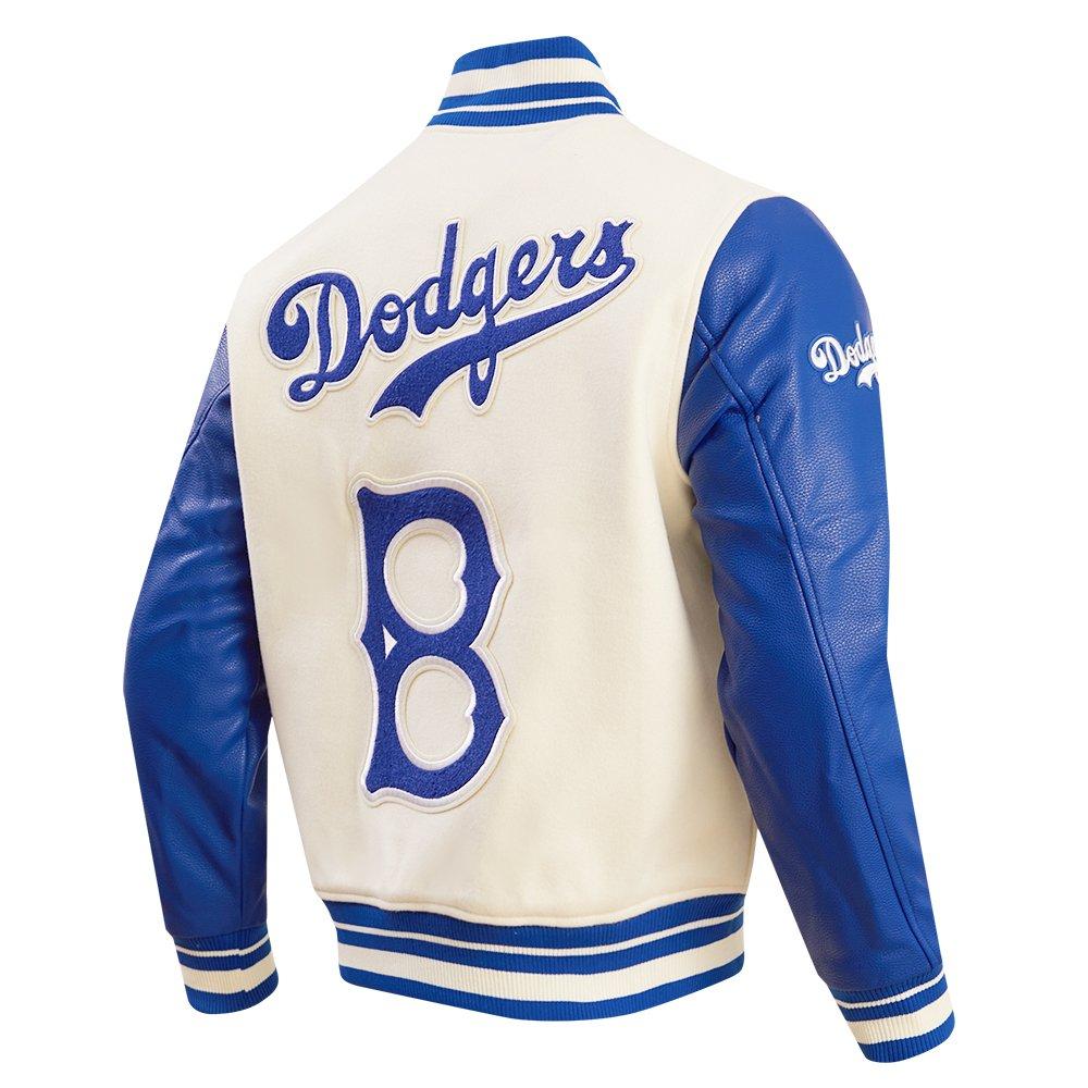 Pro Standard Men's MLB Brooklyn Dodgers Retro Classic Rip Wool Varsity Jacket - WHITE/ROYAL Thumbnail View 4
