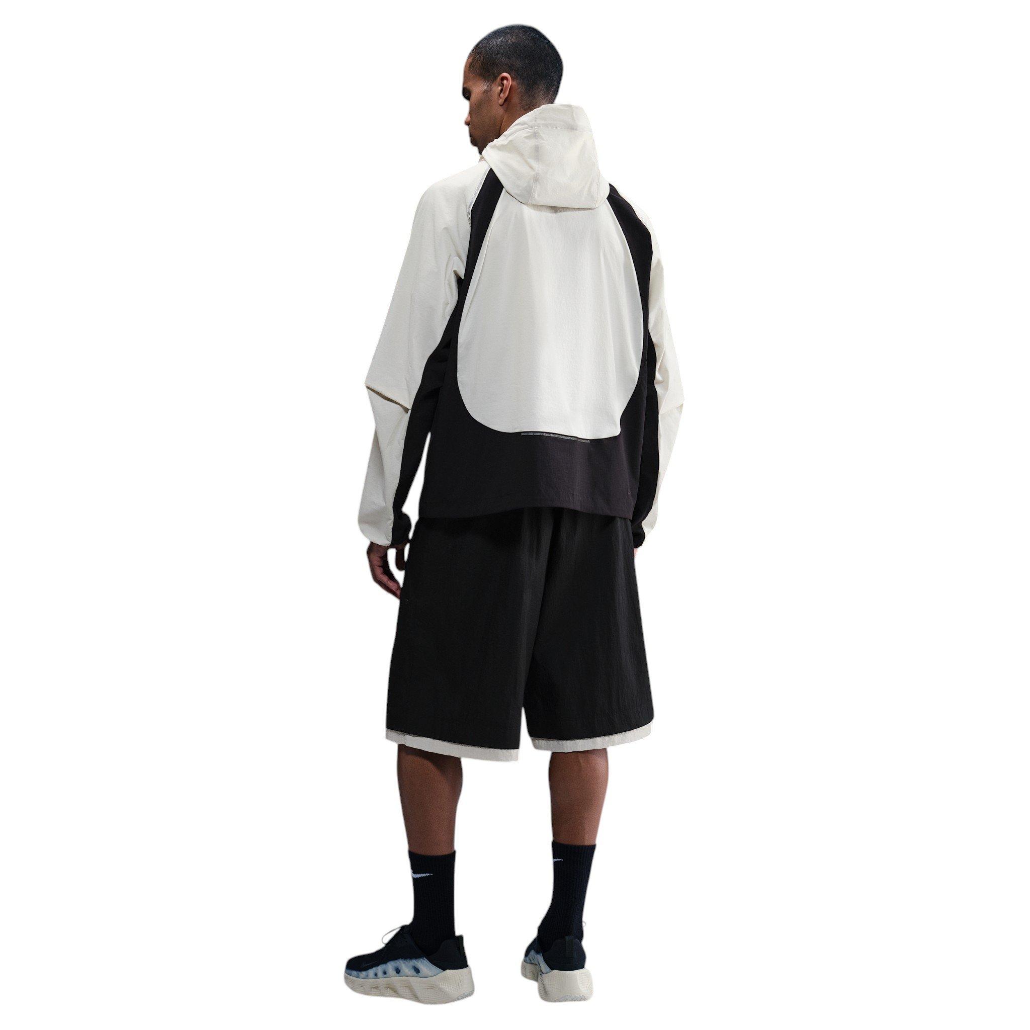 Nike Men's Tech Dri-FIT Woven Color-Block Windrunner Loose Jacket - Cream/Black - CREAM/BLACK