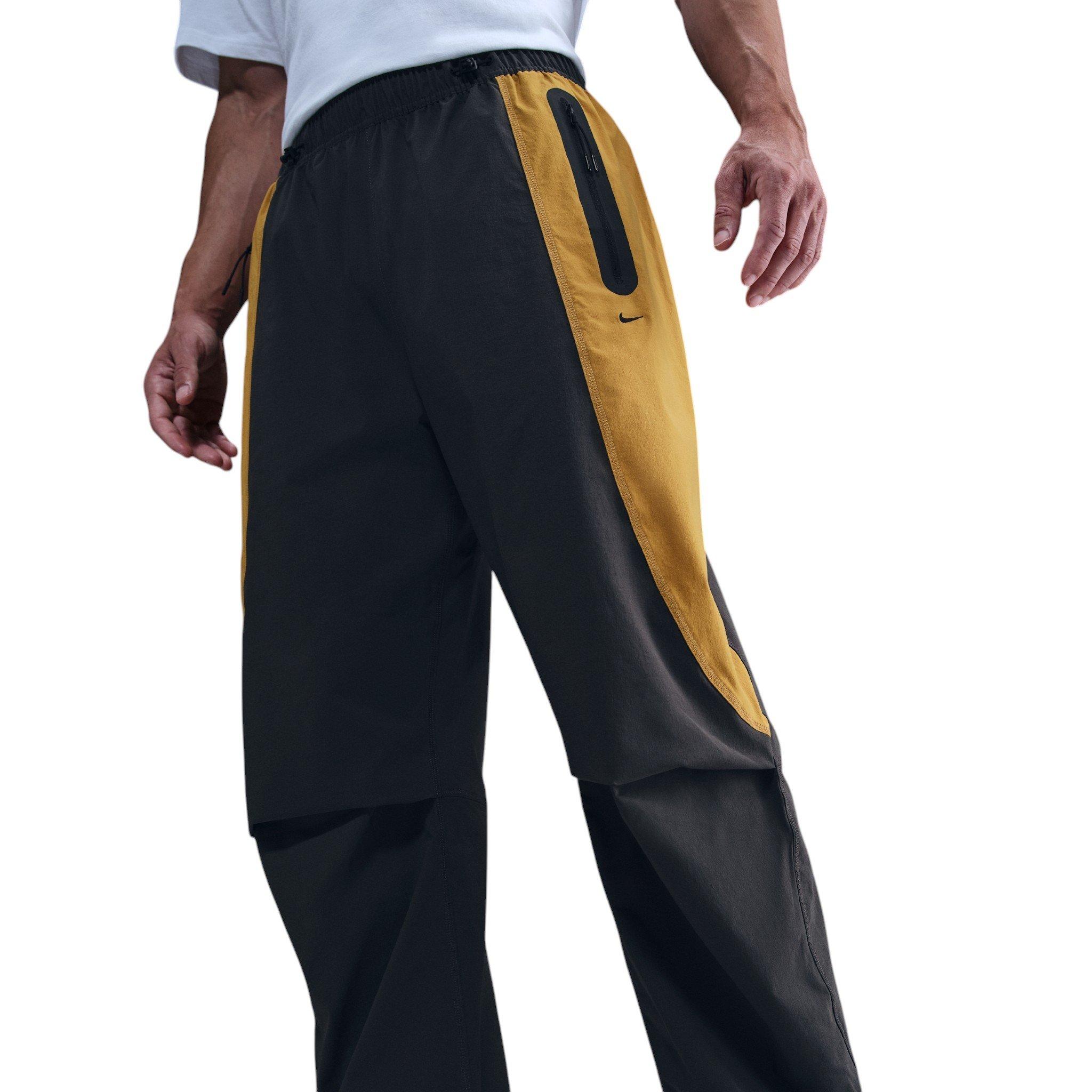 Nike Men's Tech Dri-FIT Woven Color-Block Oversized Pants - Dark Grey/Yellow - DARK GREY/YELLOW