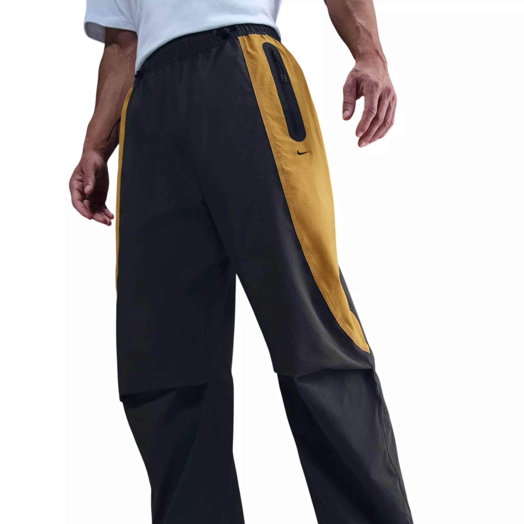 Nike Men's Tech Dri-FIT Woven Color-Block Oversized Pants - Dark Grey/Yellow - DARK GREY/YELLOW