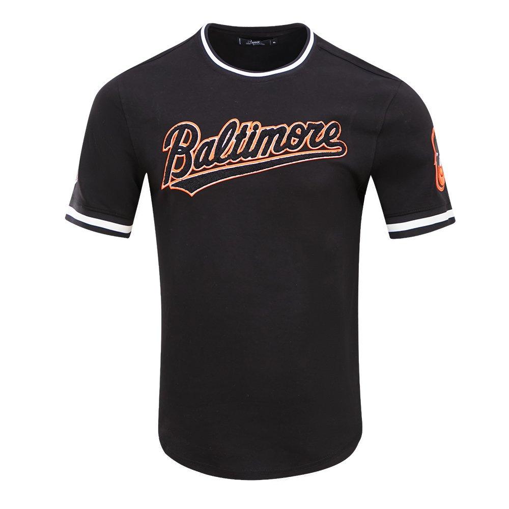 Pro Standard Men's MLB Baltimore Orioles Classic Chenille Striped Sleeve Top - BLACK/ORANGE Thumbnail View 1