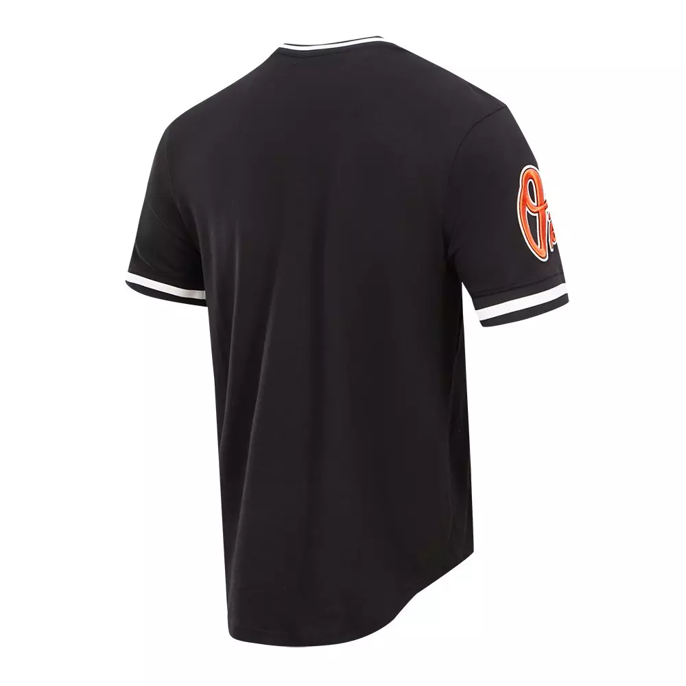 Pro Standard Men's MLB Baltimore Orioles Classic Chenille Striped Sleeve Top - BLACK/ORANGE