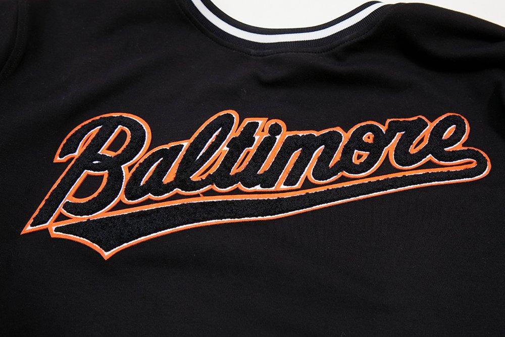Pro Standard Men's MLB Baltimore Orioles Classic Chenille Striped Sleeve Top - BLACK/ORANGE Thumbnail View 5