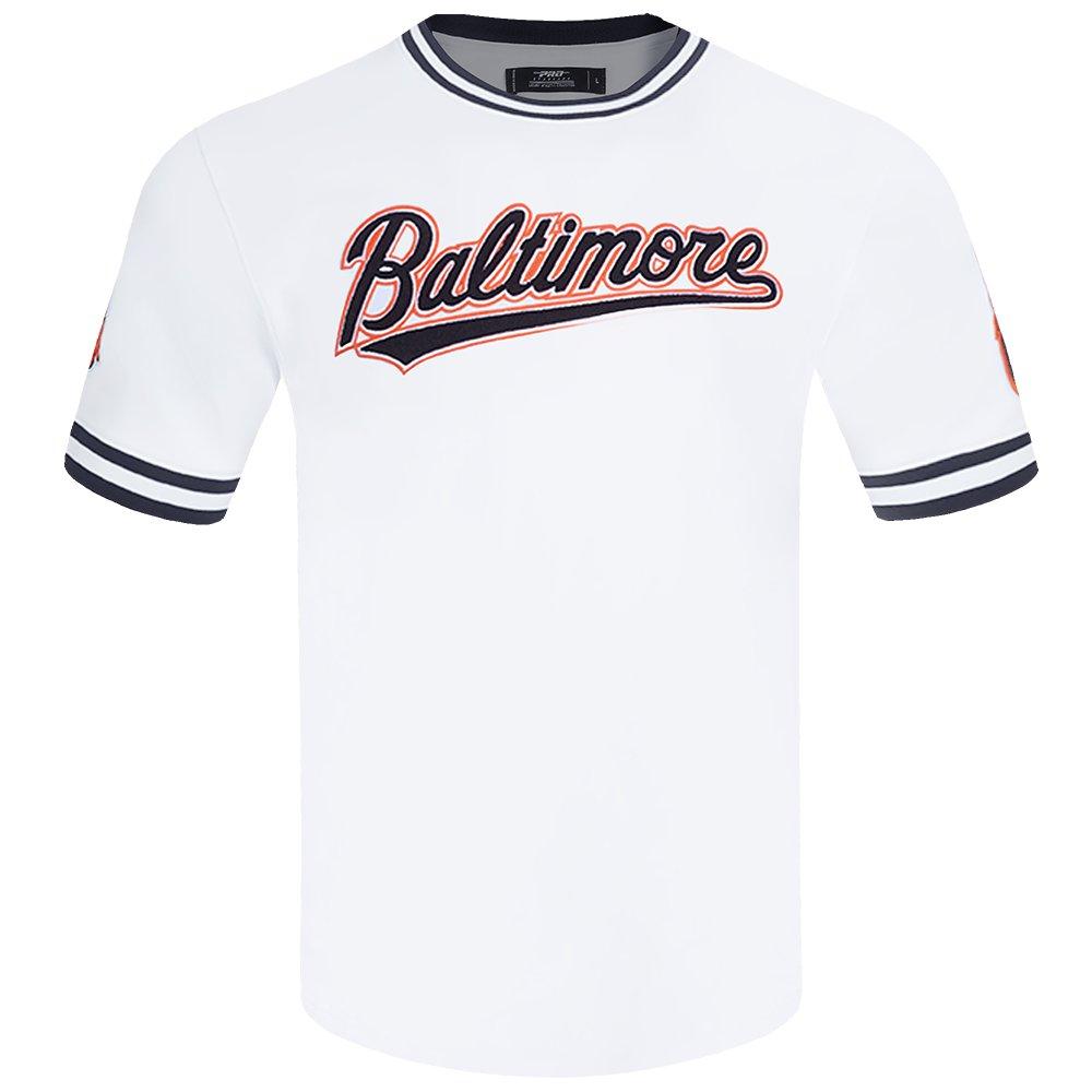 Pro Standard Men's MLB Baltimore Orioles Classic Chenille Striped Sleeve Top - WHITE Thumbnail View 1
