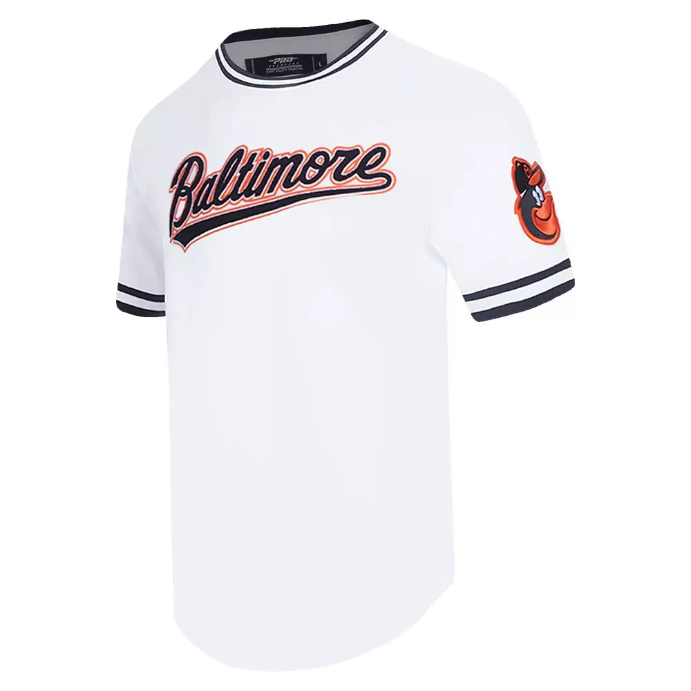 Pro Standard Men's MLB Baltimore Orioles Classic Chenille Striped Sleeve Top - WHITE