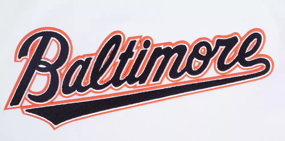 Pro Standard Men's MLB Baltimore Orioles Classic Chenille Striped Sleeve Top - WHITE