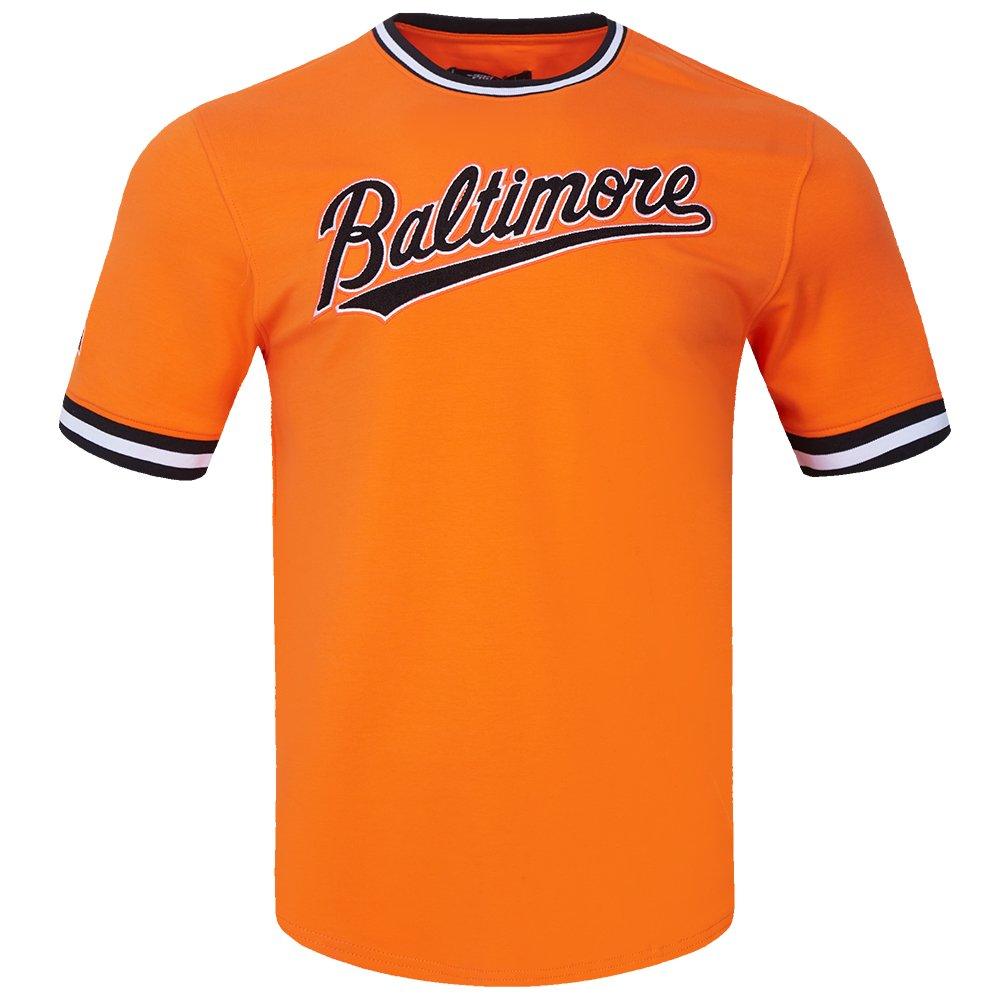 Pro Standard Men's MLB Baltimore Orioles Classic Chenille Striped Sleeve Top - ORANGE Thumbnail View 1