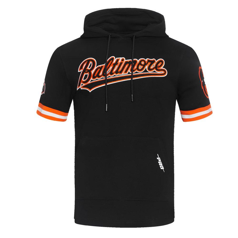 Pro Standard Men's MLB Baltimore Orioles Classic Chenille Short Sleeve Pullover Hoodie - BLACK/ORANGE Thumbnail View 1