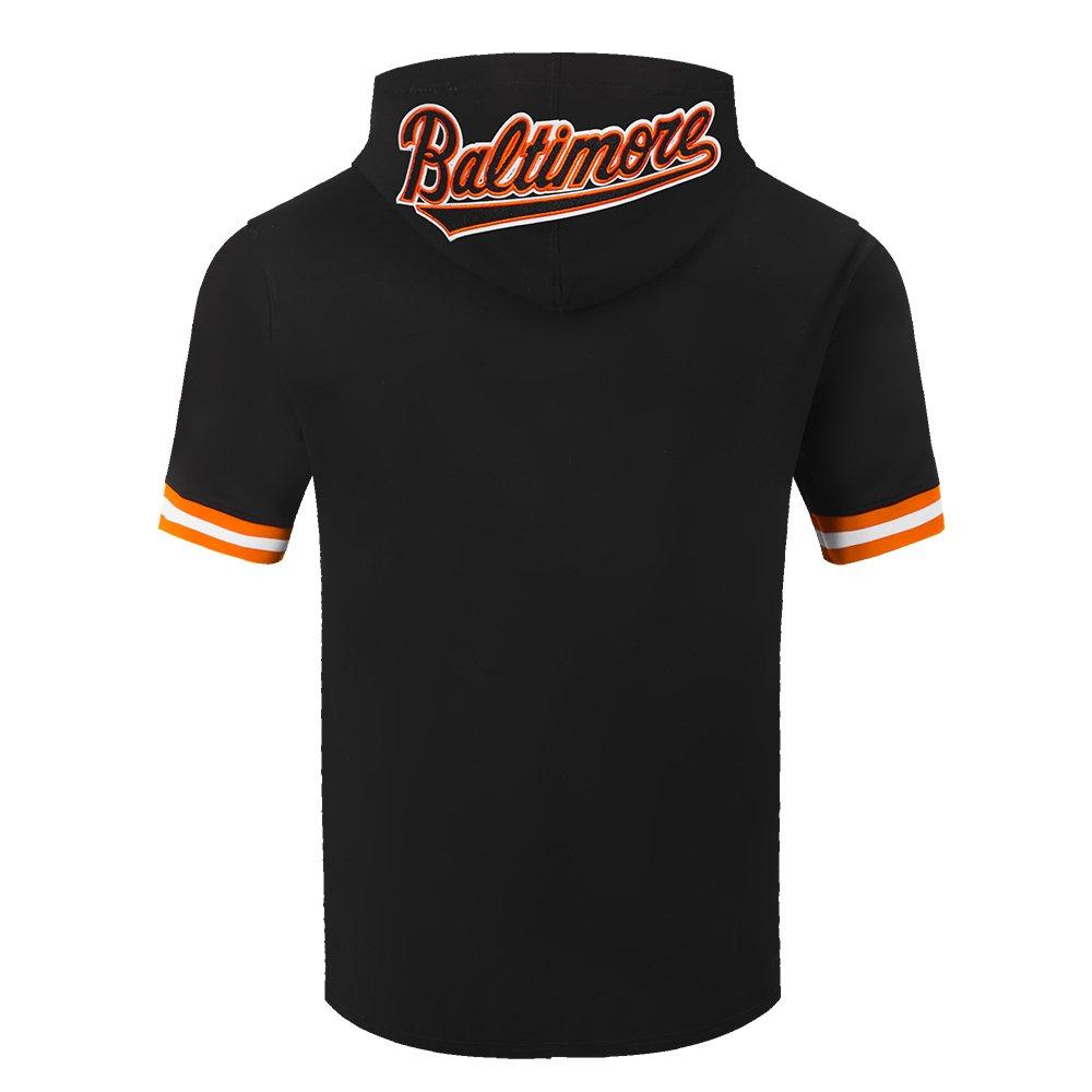 Pro Standard Men's MLB Baltimore Orioles Classic Chenille Short Sleeve Pullover Hoodie - BLACK/ORANGE Thumbnail View 2