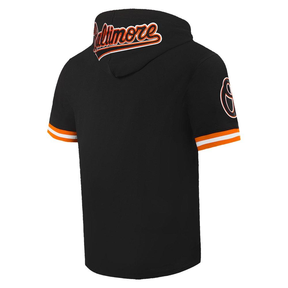 Pro Standard Men's MLB Baltimore Orioles Classic Chenille Short Sleeve Pullover Hoodie - BLACK/ORANGE Thumbnail View 4